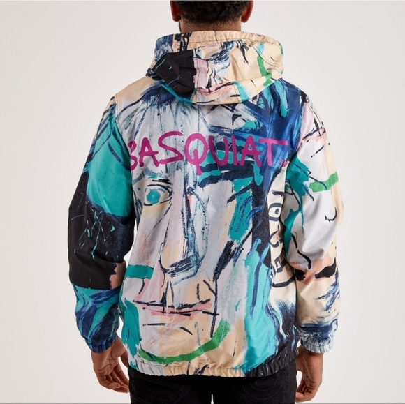 Jean-Michel Basquiat Members Only New Front Zip Hooded Windbreaker Size Medium - Picture 3 of 13
